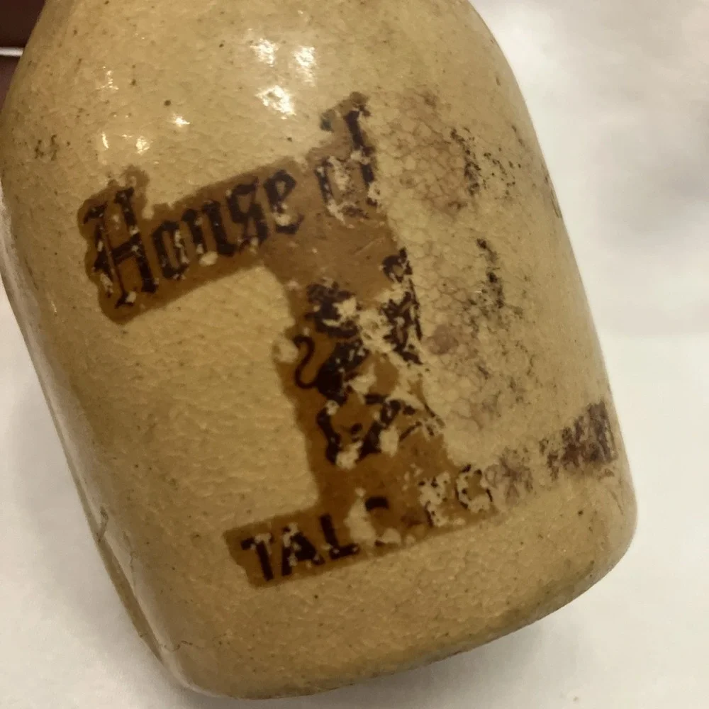 HOUSE OF TROYDON Stoneware Talc For Men Vintage Brown Crock Bottle w/ Cork